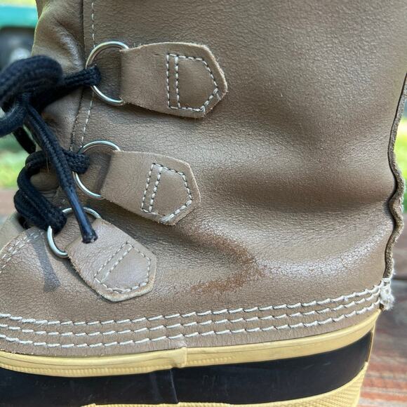 Vintage Sorel Manitou Duck Boots 7 Tan Black Wool Lined Canada Winter Snow Boots - Picture 8 of 16